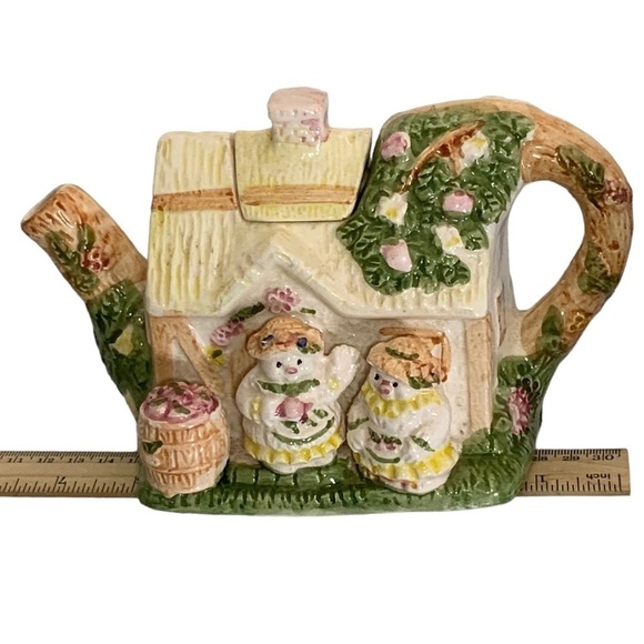 Vintage Teapot Cottage House Apple Tree Porcelain Ceramic 1994 Retro Collectible - Picture 12 of 16